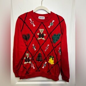 Alfred Dunner Red Holiday Appliqué Christmas Sweatshirt | Size M